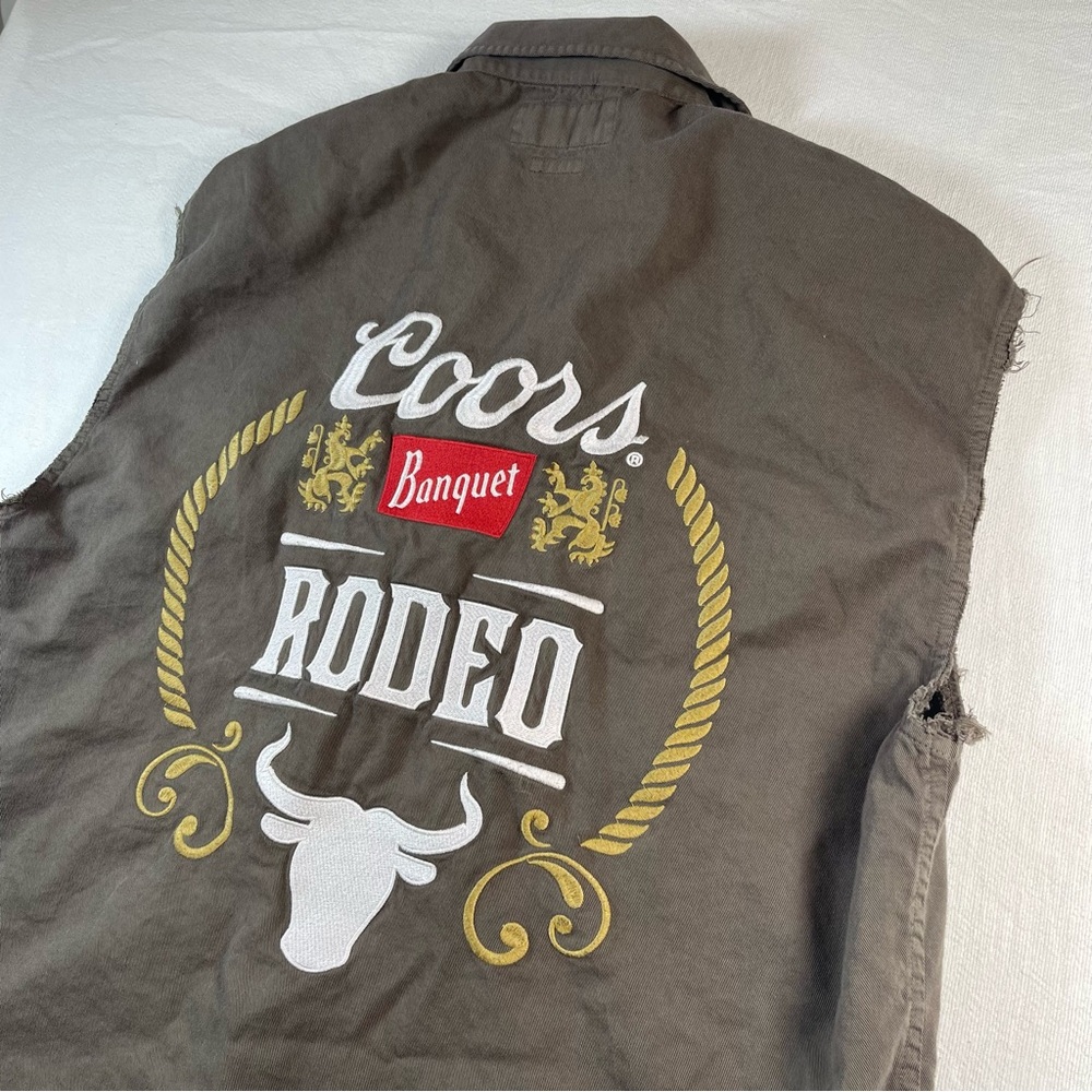 Abercrombie & Fitch Brown Coors Banquet Rodeo Sleeveless Jacket